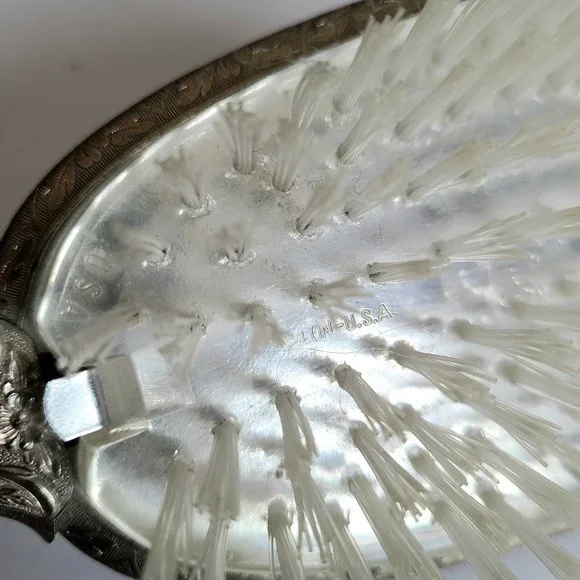 Vintage hand mirror with and hair brash. Vanity set. Made in USA. - Picture 10 of 11